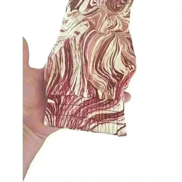 Womens Red White Marble Design Crop Top Balloon Sleeve‎ Size Medium M Midriff - Picture 4 of 13